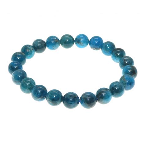 Apatite Bleue A 10mm Bracelet Boule Elastique