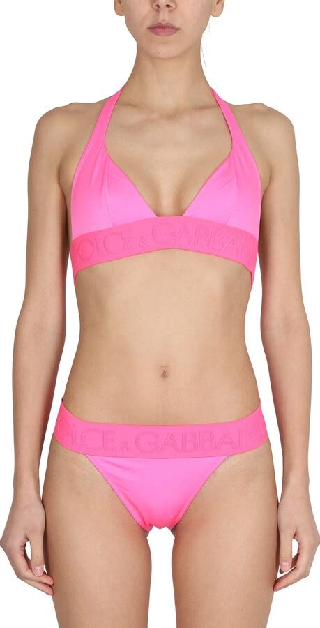 Dolce Gabbana Triangle Bikini With Logo Shopstyle Two Piece Swimsuits