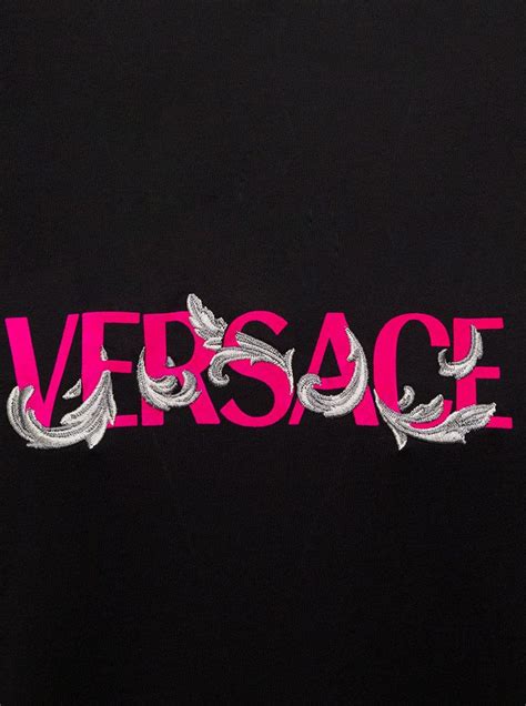 Versace Men's Black Cotton T-Shirt with Logo Print | Shirt print design ...