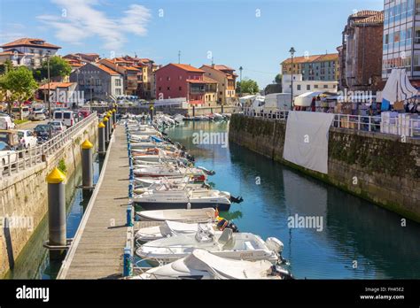 Port Channels The Village Of Llanes Spain Stock Photo Alamy