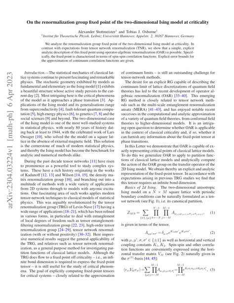 PDF On The Renormalization Group Fixed Point Of The Two Dimensional