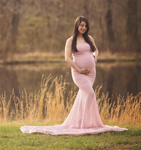 The Lucy Maternity Gown Is A Mermaid Style Gown With A Lace Bottom That