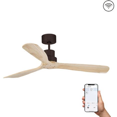 Faro Lantau Large Brown Pine Ceiling Fan Dc Smart Speed