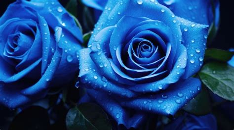 Premium Photo | Blue Roses Closeup of Beautiful Rose Flower in Serene Nature with Green ...