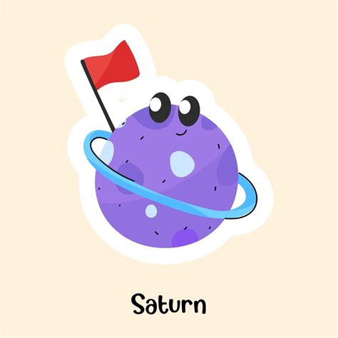 A cute planet saturn holding flag, flat sticker 7190226 Vector Art at ...