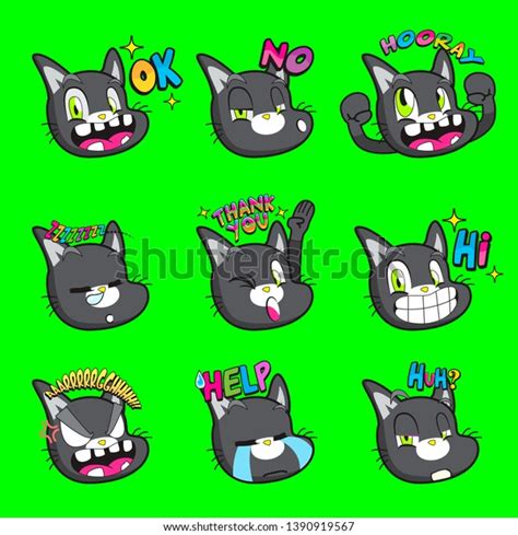 Cute Cat Emoji Sticker Collections Stock Vector (Royalty Free) 1390919567 | Shutterstock