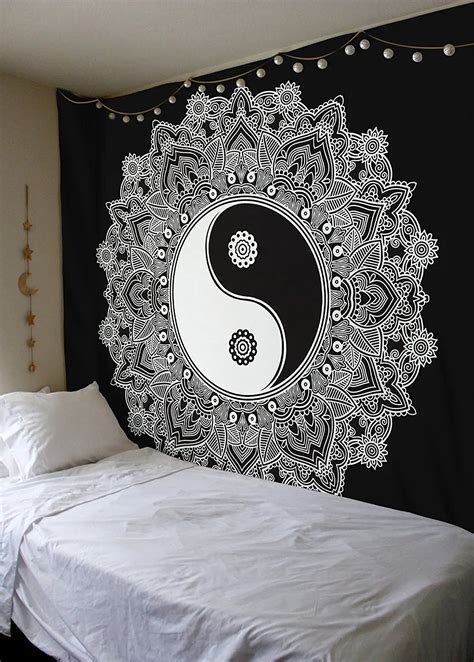 Black And White Tapestry YinYang Wall Hanging Tapestry Mandala