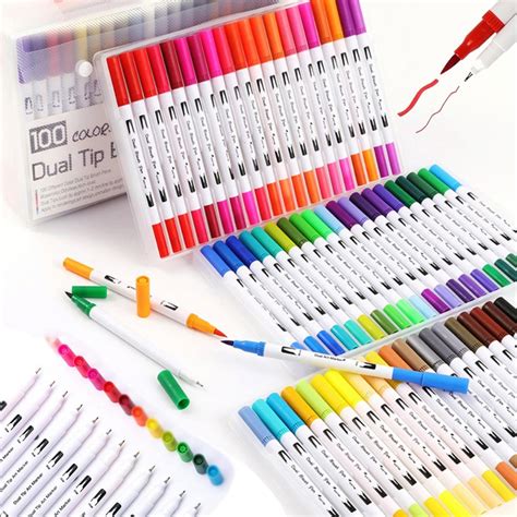 Canetinha Ponta Brush - Kit Com 60/80/100/120 Canetinha Caneta Brush Pen Cores com ponta dupla ...