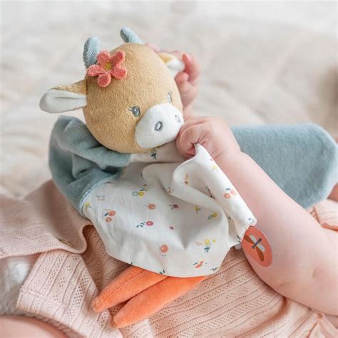 Nattou Mila Zoë Lana Doudou plat vache bleu 25 cm