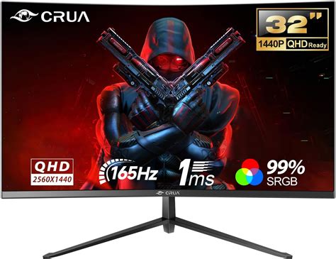 CRUA 32 Zoll Curved Gaming Monitor QHD 2K 165HZ 1800R 99 SRGB