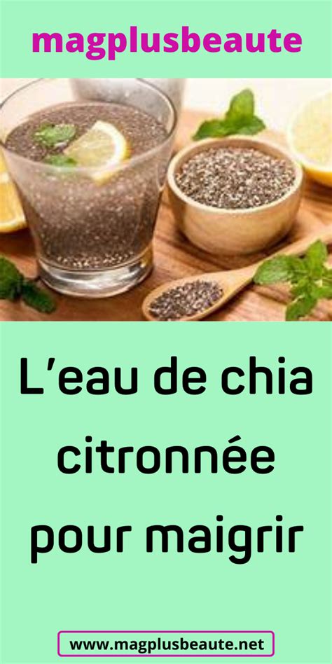 Leau De Chia Citronn E Pour Maigrir En Pour Maigrir Boisson