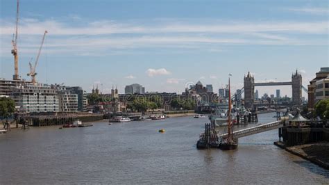 The Pool of London from London Bridge Stock Photo - Image of downriver ...