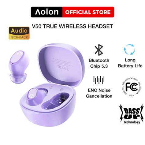 Aolon V50 True Wireless Bluetooth Earphone Bass Mini Earbuds Tws