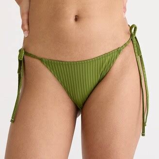 J Crew Wide Rib Curved Waist Cheeky String Bikini Bottom With Rings