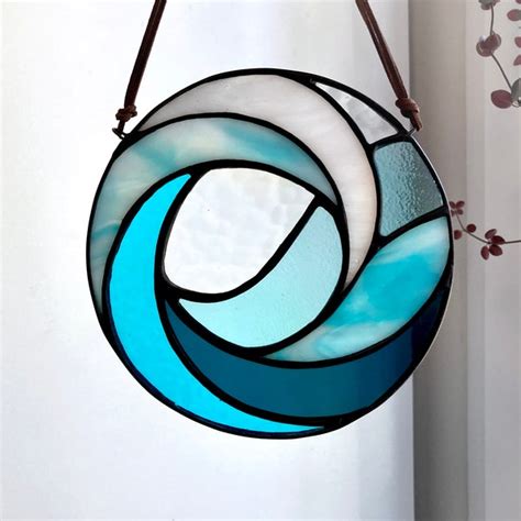 Stained Glass Panel Ocean Etsy