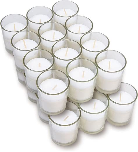 Harmonic Blossom Glass Votives Premium White Unscented Votive Candles In Clear