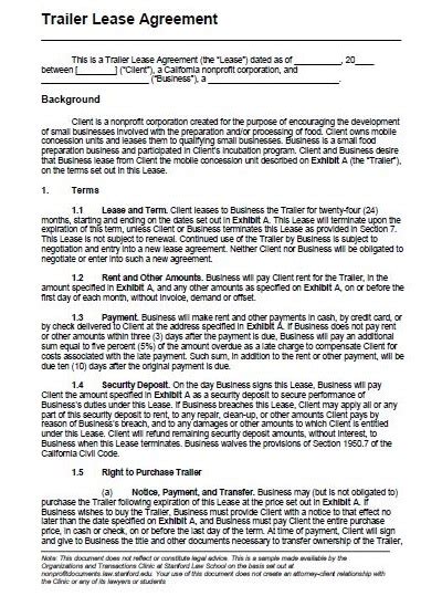 35 Printable Trailer Rental Agreement Templates Pdf Template Republic