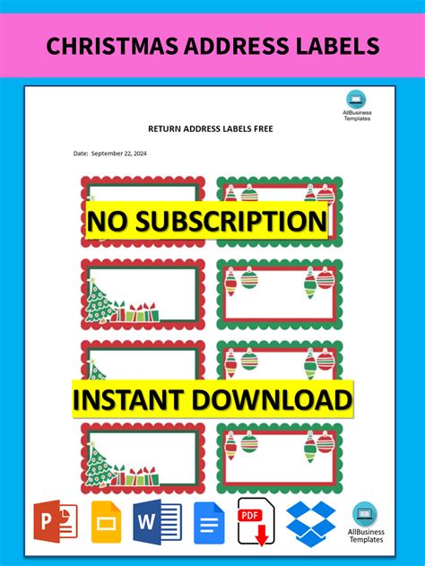 Christmas Address Labels Templates At Allbusinesstemplates