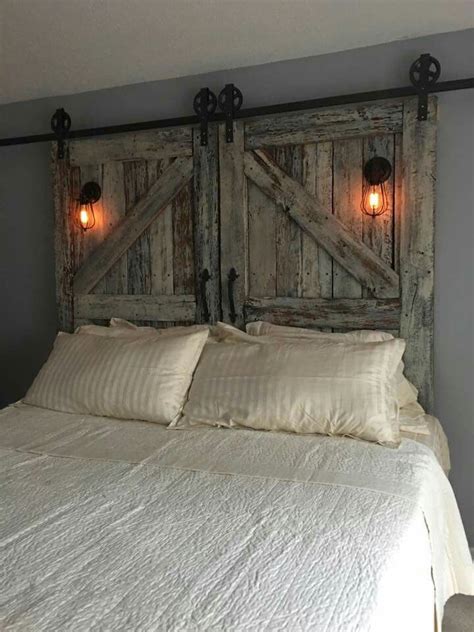 Rustic Bedroom Decor With Wood Headboards And Wall Lights