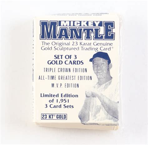 Mickey Mantle Set Of Bleachers Kt Gold Cards With Triple