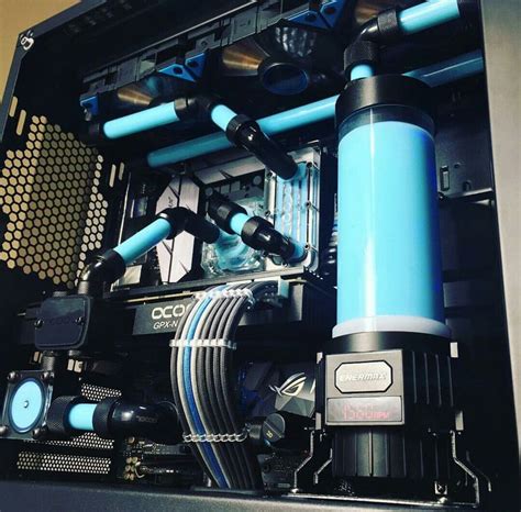 A unique shade of blue in this custom water cooling loop makes for a ...