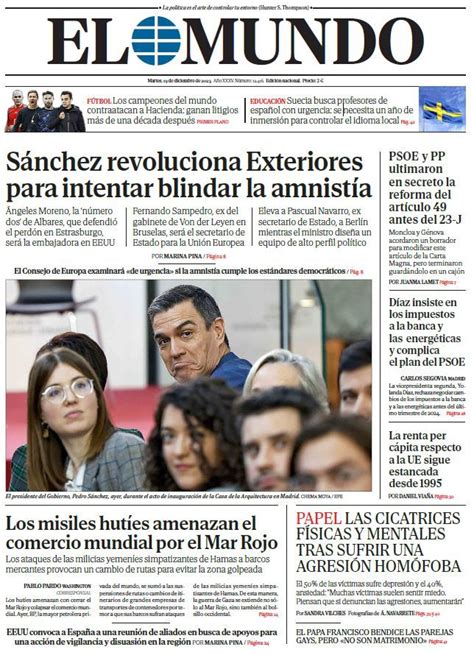 Portada De EL MUNDO Del Martes 19 De Diciembre De 2023 Medios