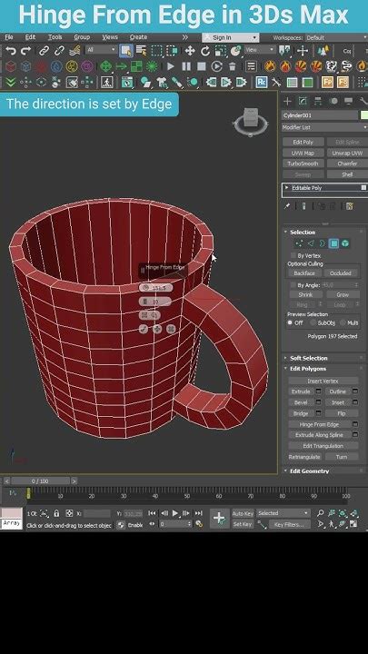 Creating A Cup Handle With Hinge From Edge In 3ds Max Shorts 3dsmax