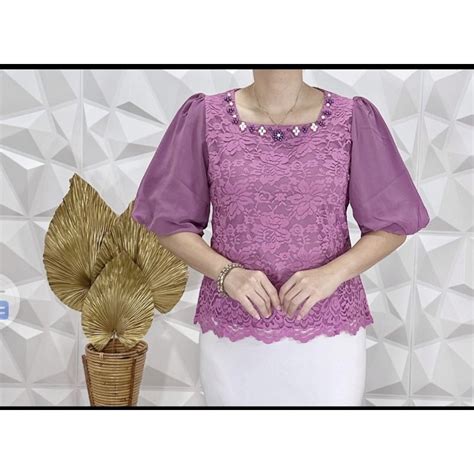 Jual Atasan Brokat Wanita Premium Kebaya Lengan Balon Atasan Kebaya