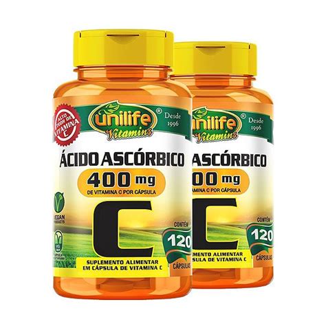 Kit Vitamina C Cido Asc Rbico Unilife Capsulas Veganas Edin