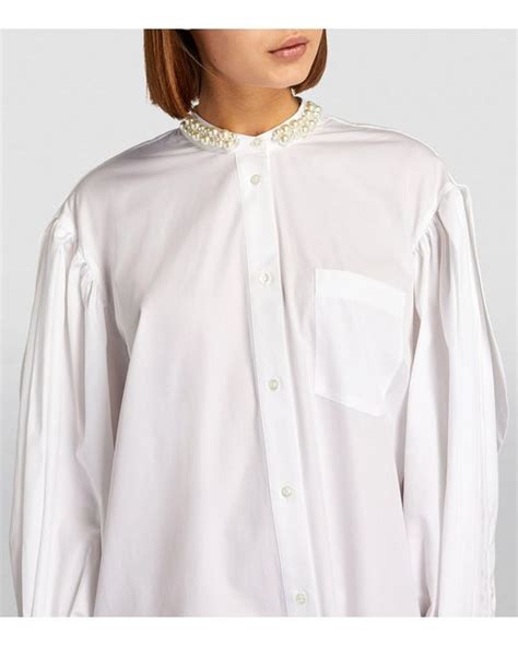 Simone Rocha Embellished Midi Shirt Dress In White Lyst