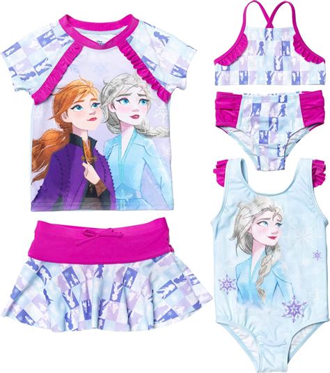 Buy Disney Frozen Elsa Anna Swimsuit Set Rash Guard Bikini Skirt One