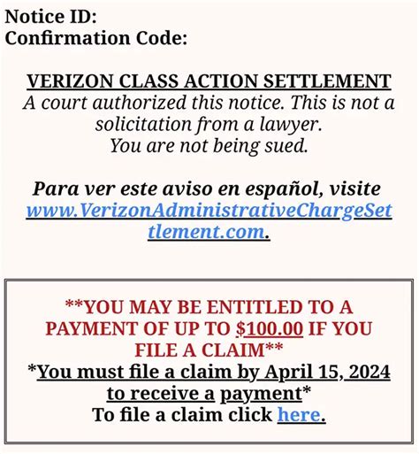 M Verizon Administrative Charge Class Action Settlement