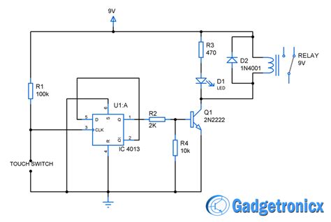 Touch switch circuit diagram using Flip flop - Gadgetronicx