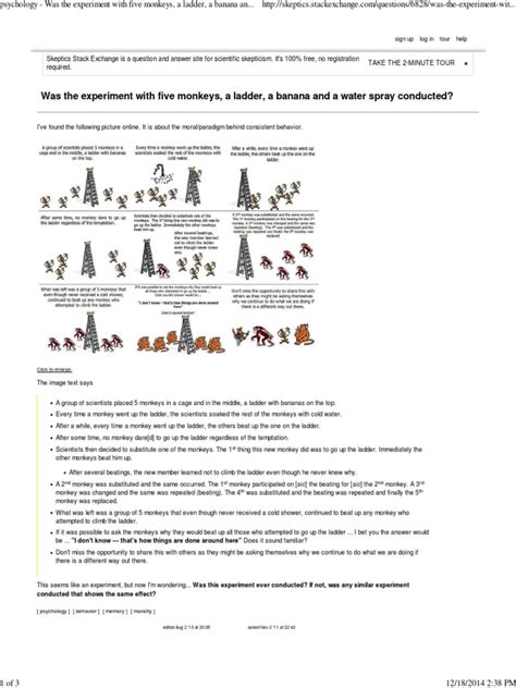 Psychology - Was The Experiment With Five Monkeys, A Ladder, A Banana ...