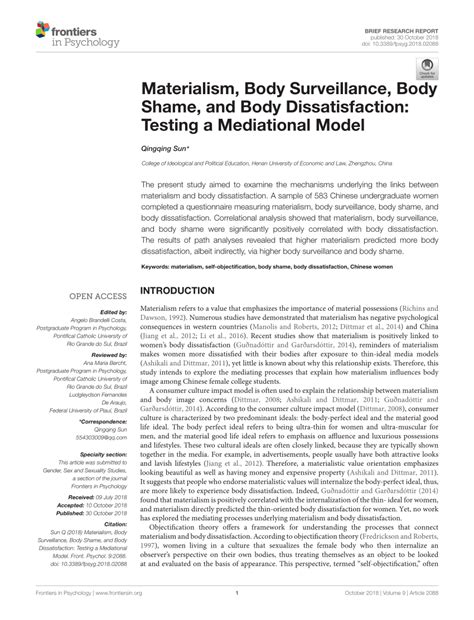 Pdf Materialism Body Surveillance Body Shame And Body