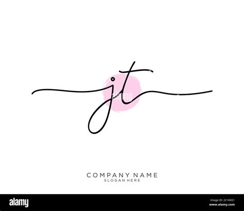 Jt Initial Handwriting Logo With Brush Template Vector Stock Vector