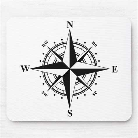 Compass Rose Black And White Mouse Pad Zazzle Black And White Stickers Compass Rose