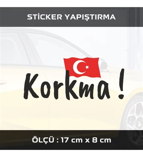 T Rk Bayrak Ayy Ld Z Korkma Yaz Siyah Etiket Sticker Adet Kartma