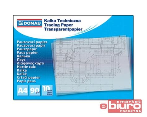 KALKA TECHNICZNA A4 TRANSPARENTNA 10 ARK 90G DONAU Sklep Papierniczy