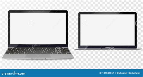 Laptop Mockup With Blank Screen Front View Open Laptop With Blank Screen Isolated On