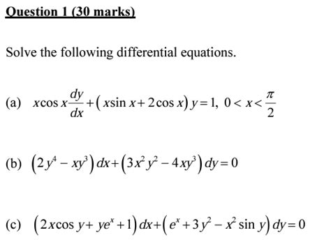 Solved Question 1 30 Marks Solve The Following Chegg