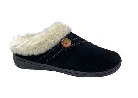 Clarks Womens Suede Leather Faux Fur Lining Slippers Jms0411b 6 M Us