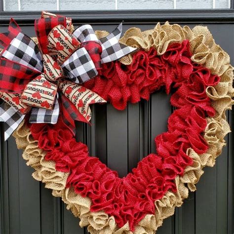 Burlap Heart Wreath Valentine's Day Heart Wreath | Etsy