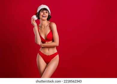 Portrait Attractive Naked Cheerful Girl Celebrating Stock Photo