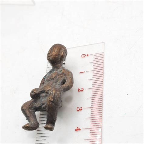Very Rare Roman Ancient Bronze Naked Human Statue Amu Gem