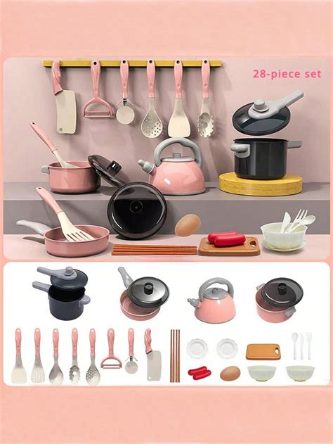 28 Piezas Set De Cocina De Simulación Para Niños Con Utensilios De