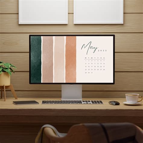 Monthly Desktop Calendar Mac Wallpaper Neutrals Background - Etsy