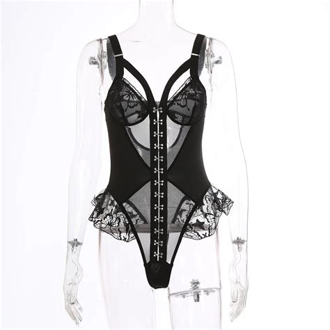 Sexy Conjunto Ectooko Bodysuit De Renda Ectooko Lingerie Veja Atrav S