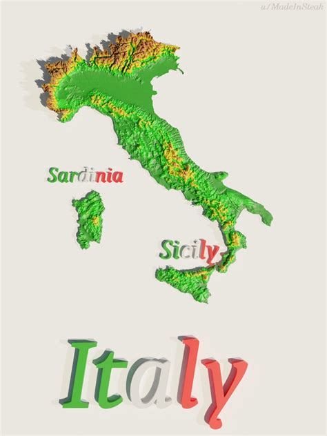 Topography Of Italy : r/MapPorn