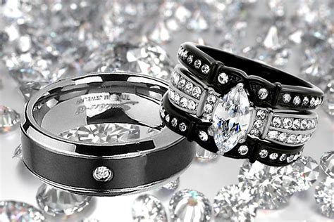 Mabella His And Hers Wedding Ring Sets Couples Matching Rings Black